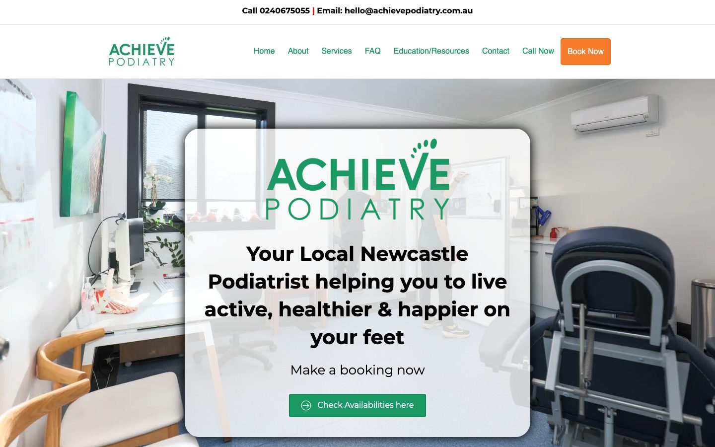 Achieve Podiatry website, after the rebuild