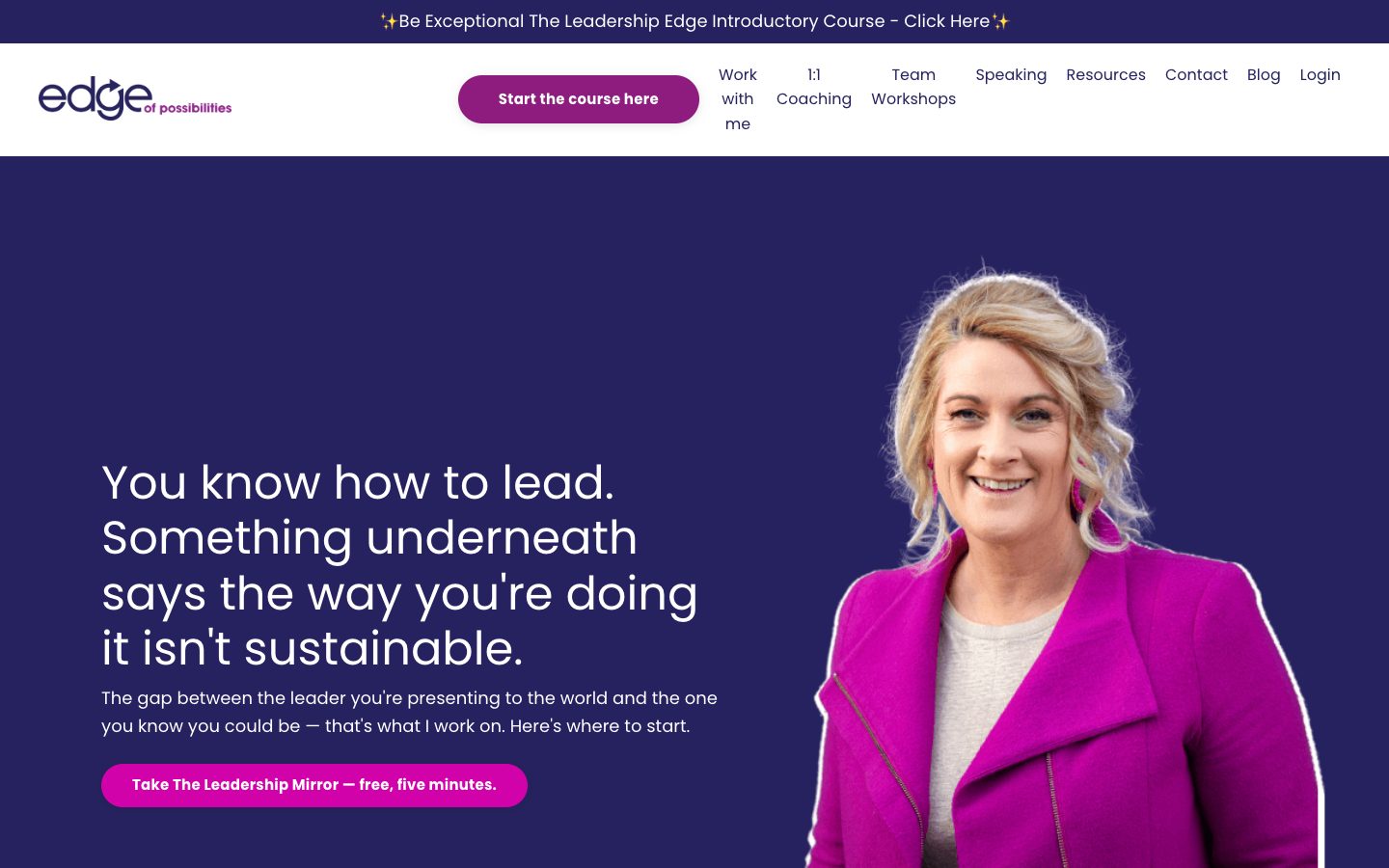 Edge Of Possibilities website, after the rebuild